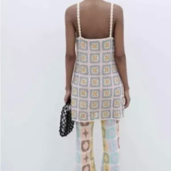 Zara croché boho mini dress size small multicolor - Picture 15 of 16